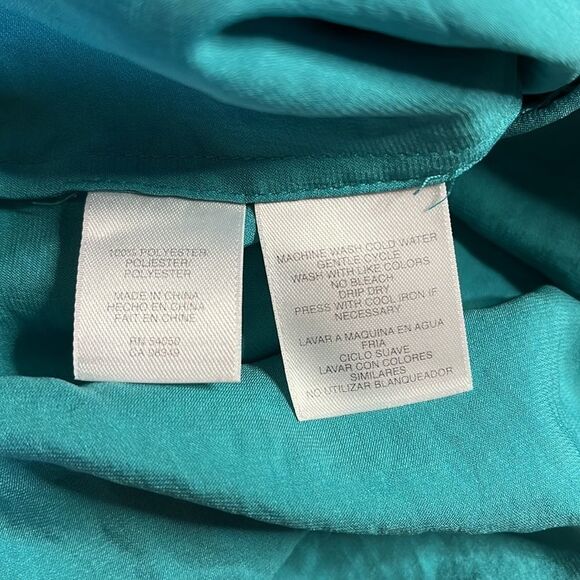𝅺ANNE Klein blouse Turquoise color Crinkly fabric Long sleeves Flap pockets XL - Picture 9 of 9